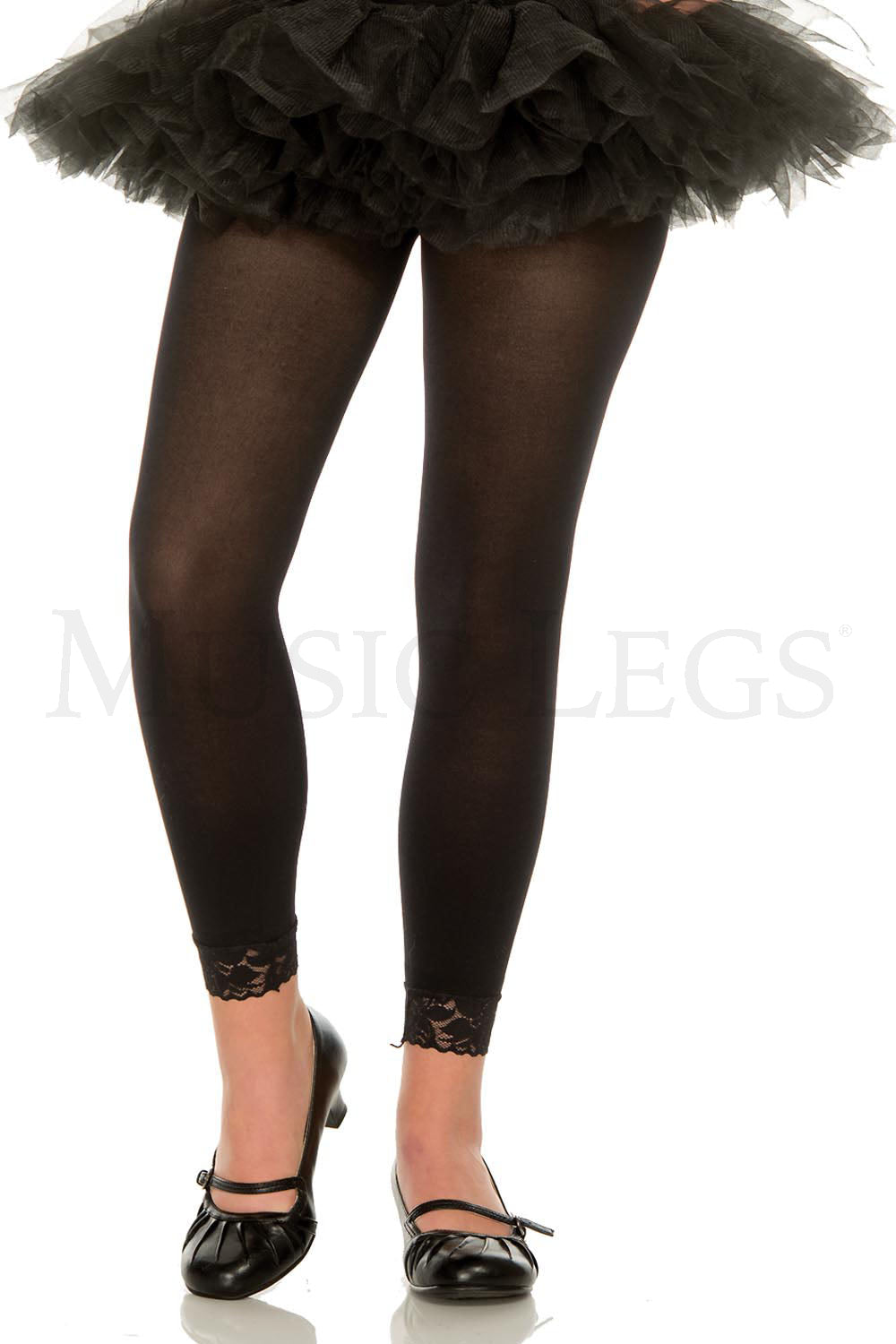 Girls opaque leggings withlace