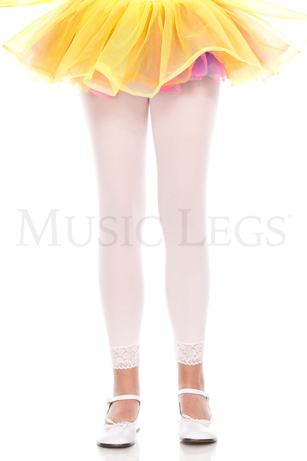 Girls opaque leggings withlace