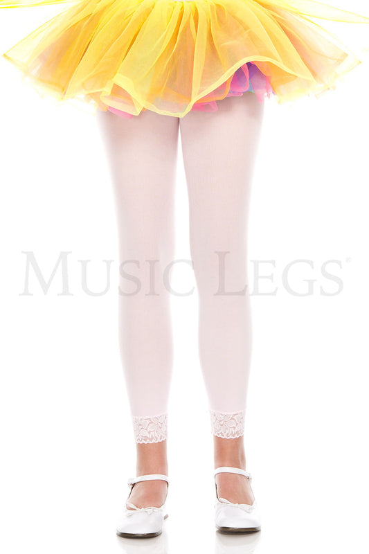 Girls opaque leggings withlace