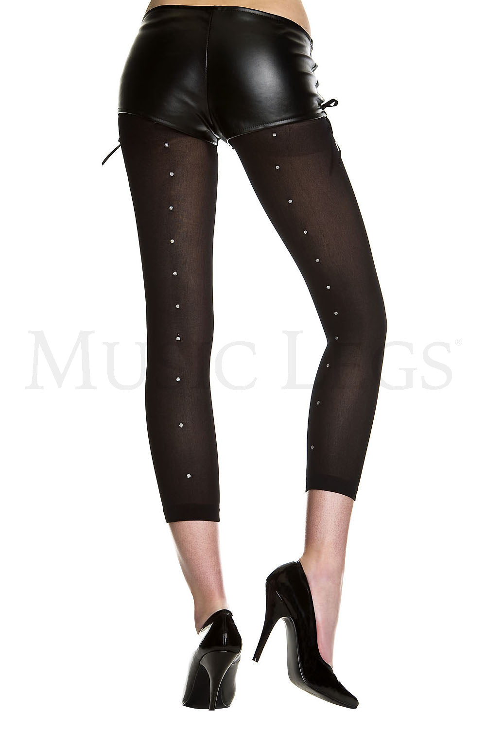 Faux rhinestone backseam opaqu