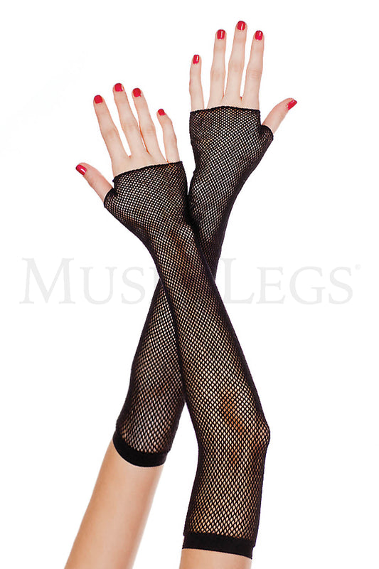 Fishnet fingerless gloves