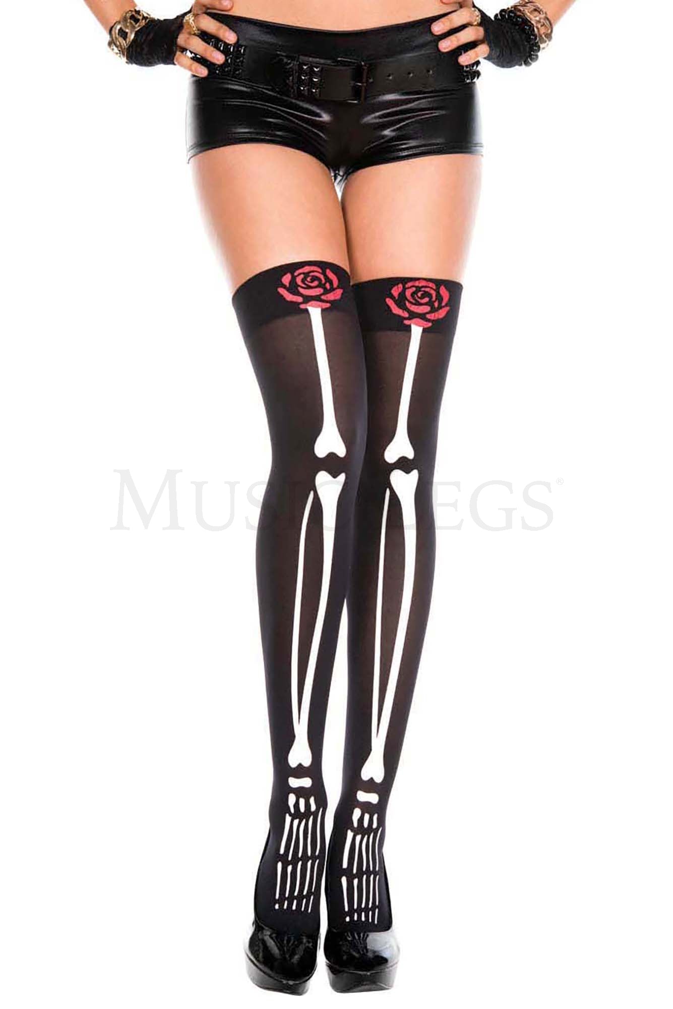 Skeleton print with top rose d