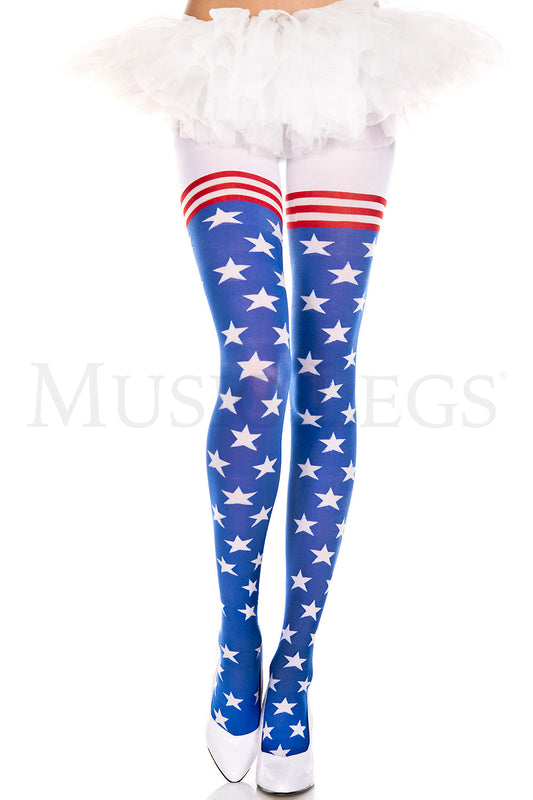 Flag print spandex pantyhose