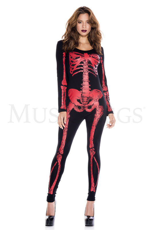 Skeleton Red Print Catsuit