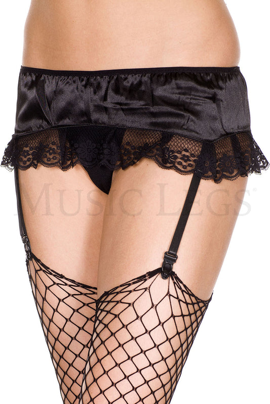 Satin and lace garterbelt skir